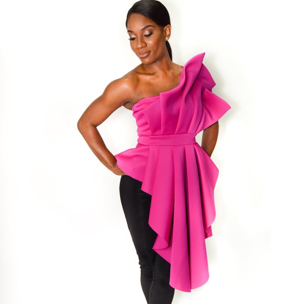 Fan Out Top Hot Pink